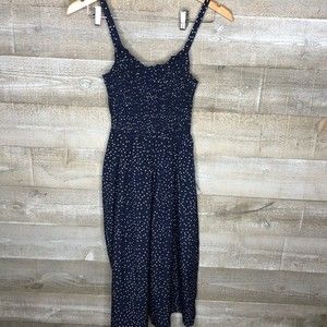 Coeur DE Vague small polka dot blue midi smocked dress with pockets